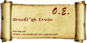 Országh Ervin névjegykártya