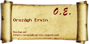 Országh Ervin névjegykártya